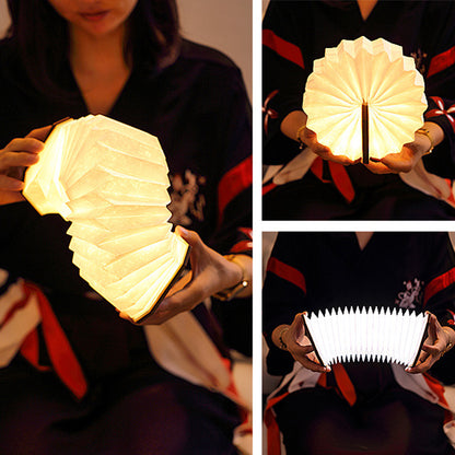 Accordion Folding LED Lamp – Wooden Design