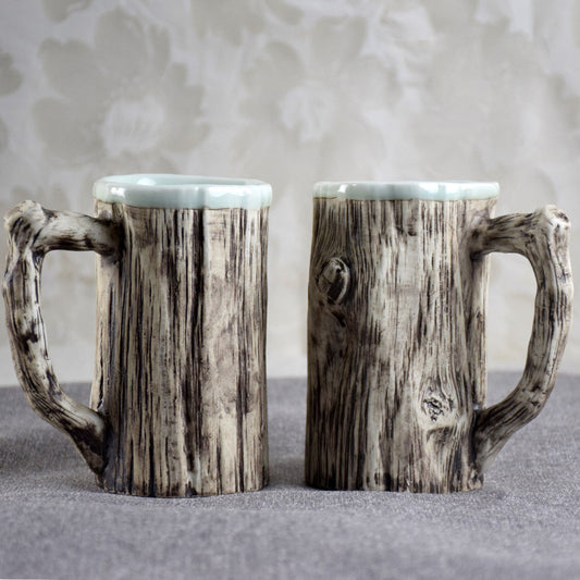 Rustic Tree Bark Ceramic Mug