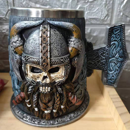 Mjolnir Handle Nordic Skull Tankard