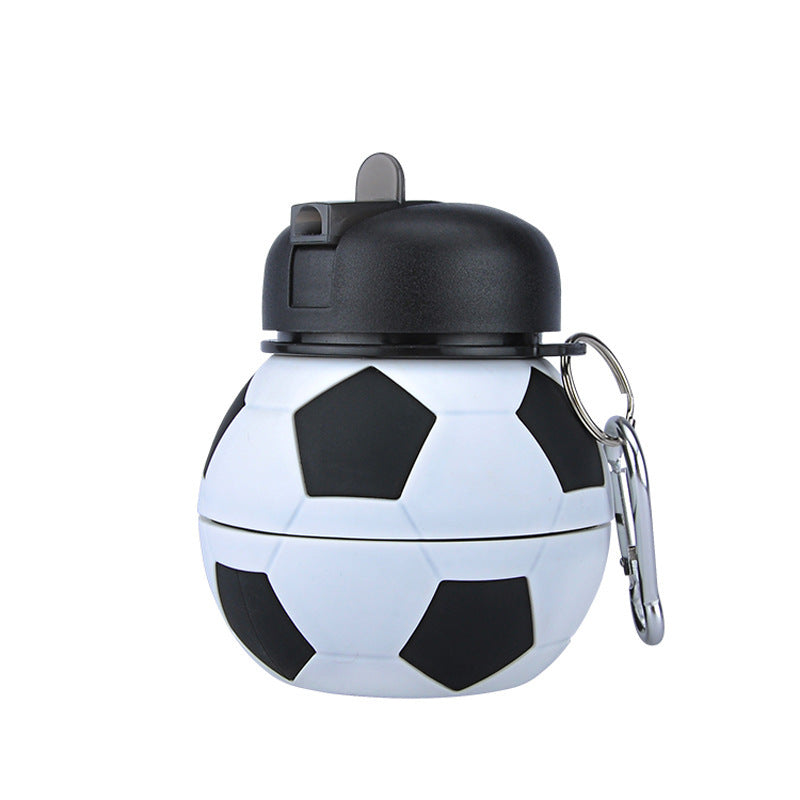 Football Collapsible Water Bottle with Straw