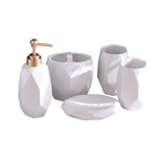 Geometric Matte Ceramic Bathroom Set (5-Piece)