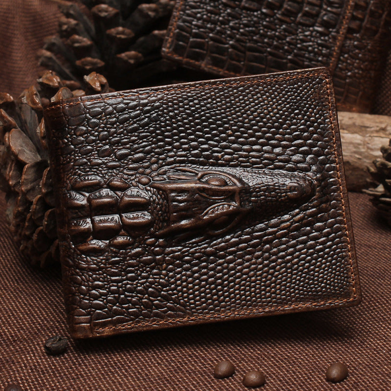 Oil Tan Leather Crocodile Wallet