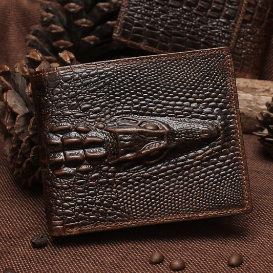 Oil Tan Leather Crocodile Wallet