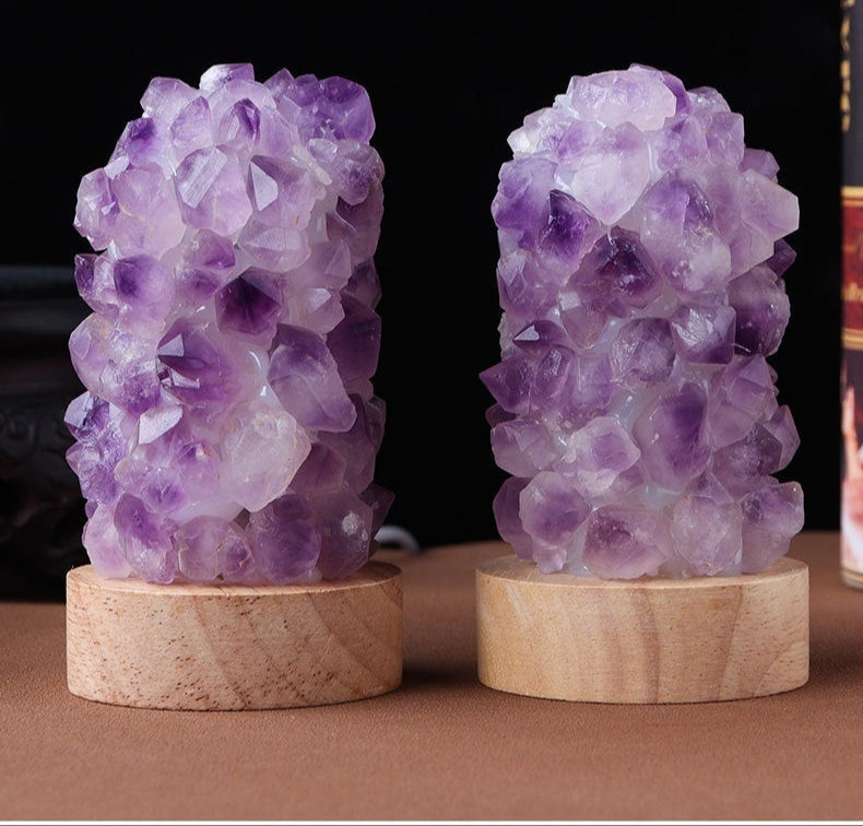 Celestite & Amethyst Flower Light — Built Using Real Natural Crystal