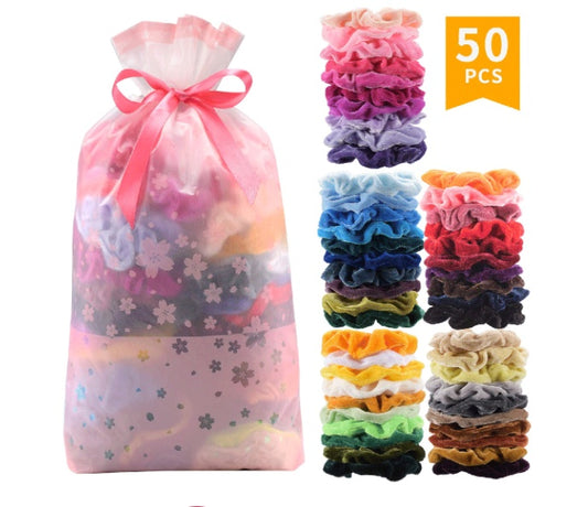 50-piece Pack of Velvet Hair Bands
