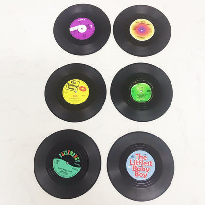 Retro Vinyl Cup Coasters — Set of 6