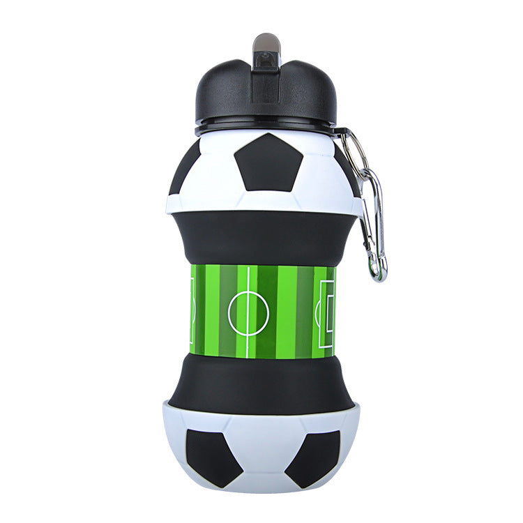 Football Collapsible Water Bottle with Straw