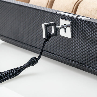 Luxury Carbon Fiber Watch Organizer with Lock