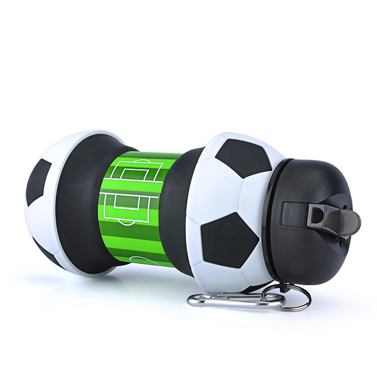 Football Collapsible Water Bottle with Straw
