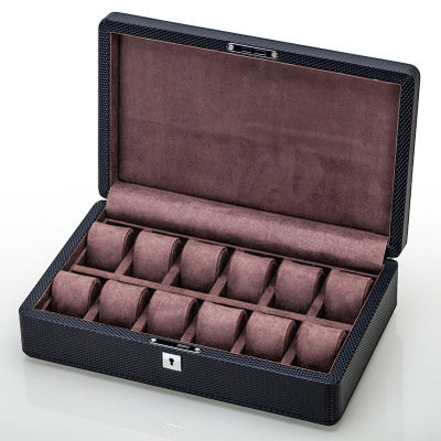 Luxury Carbon Fiber Watch Organizer with Lock