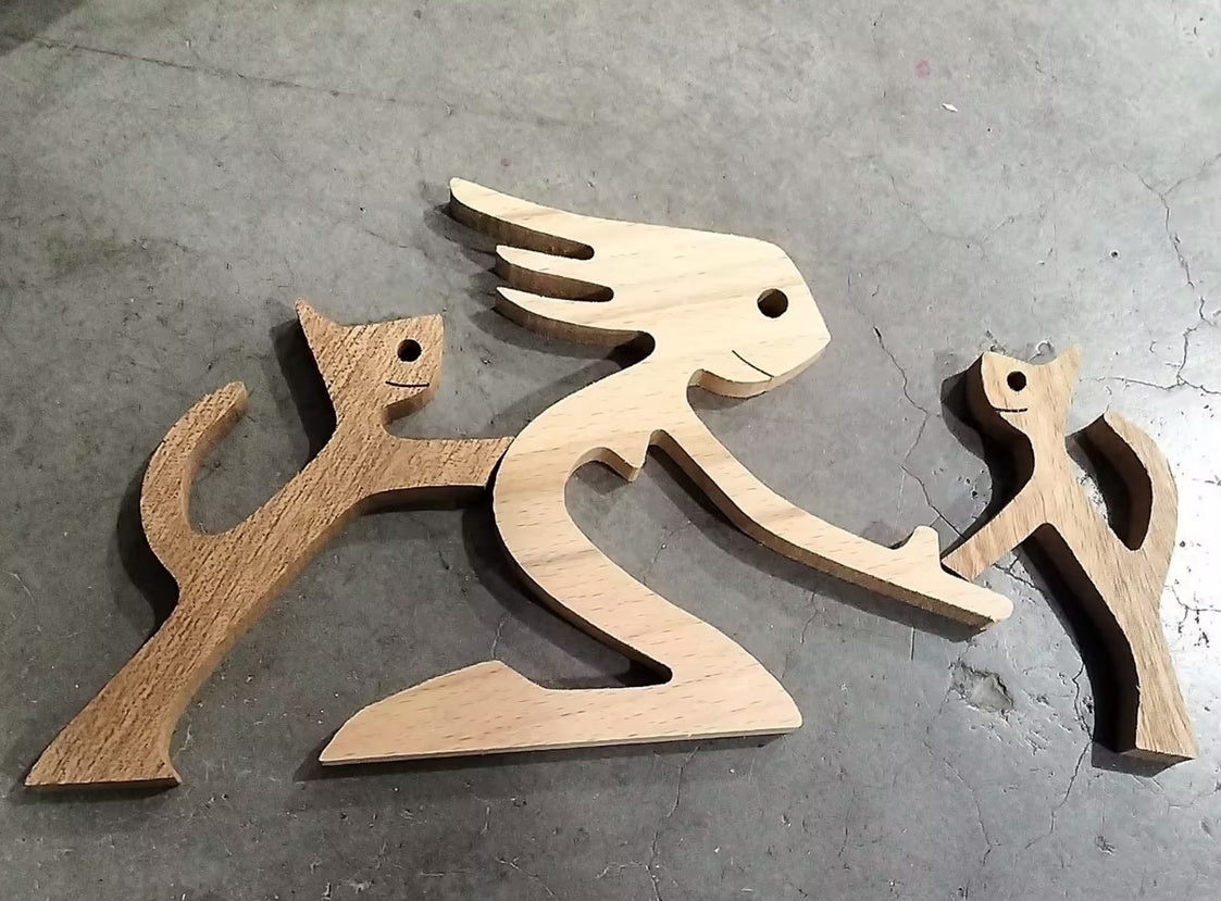 Minimalist Wooden Bond Sculpture Figurines