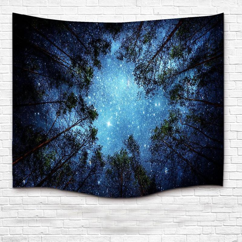 Night Sky Forest Polyester Tapestry