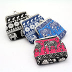 Lychee Leather Elephant Art Coin Purse