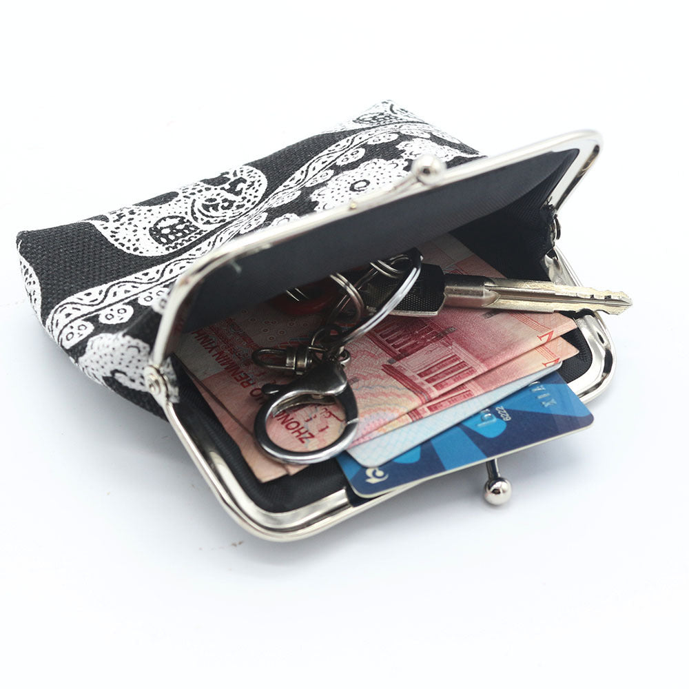 Lychee Leather Elephant Art Coin Purse