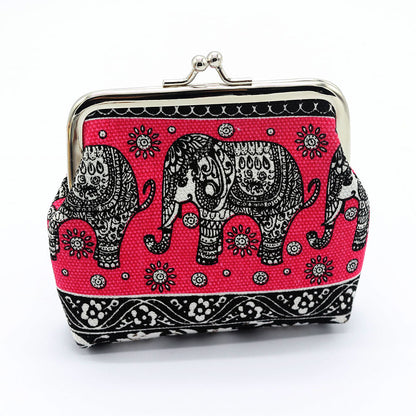 Lychee Leather Elephant Art Coin Purse