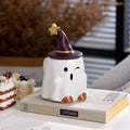 Ghost Ceramic Mug with Wizard Hat Lid