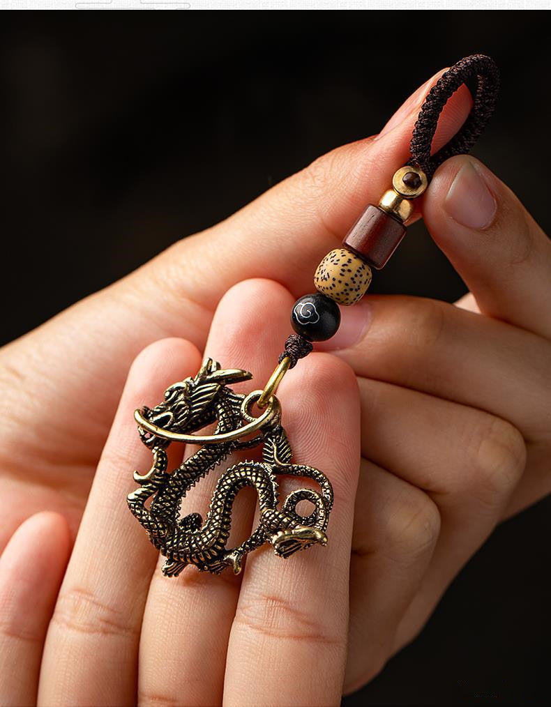 Handmade Vintage Brass Dragon Keychain