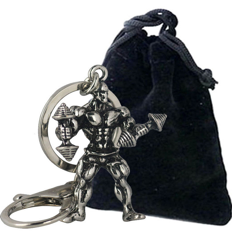Athletic Muscular Man Metal Keychain