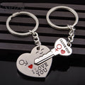 Magnetic I Love You Heart Lock & Key Couple Keychain Set