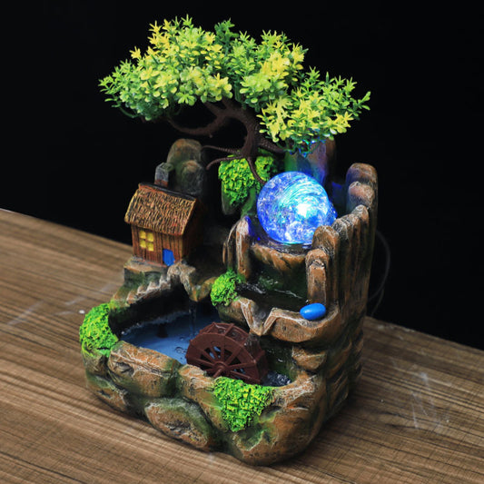 LED Foggy Waterfall Resin Decor