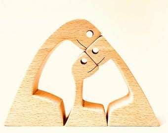 Minimalist Wooden Bond Sculpture Figurines