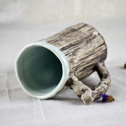 Rustic Tree Bark Ceramic Mug
