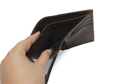 Oil Tan Leather Crocodile Wallet