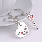 Magnetic I Love You Heart Lock & Key Couple Keychain Set