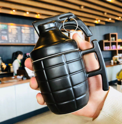 Grenade Ceramic Mug With Lid