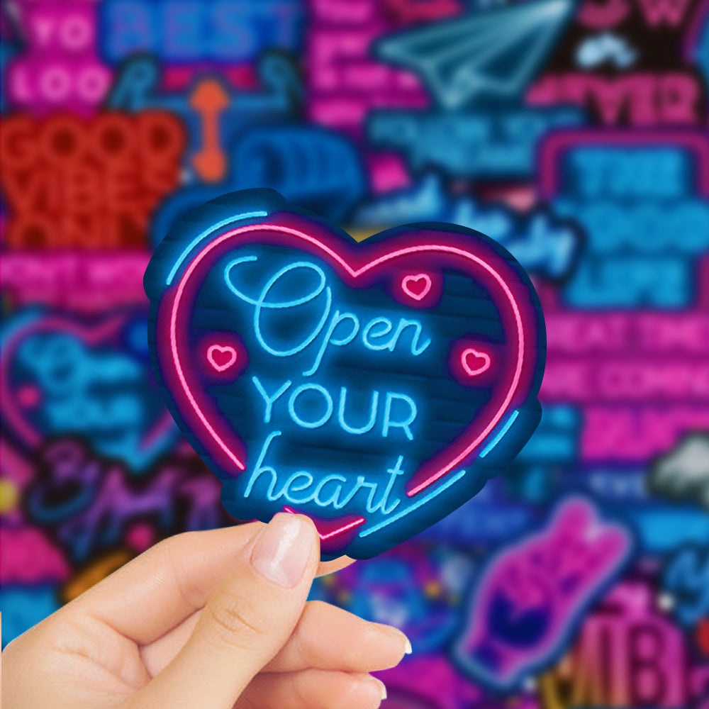 Neon Motivational Stickers – 50 PCS Set