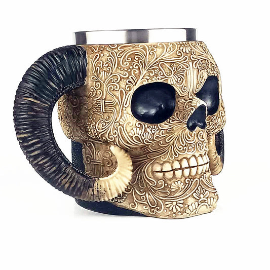 Horned Shofar Skull Mug