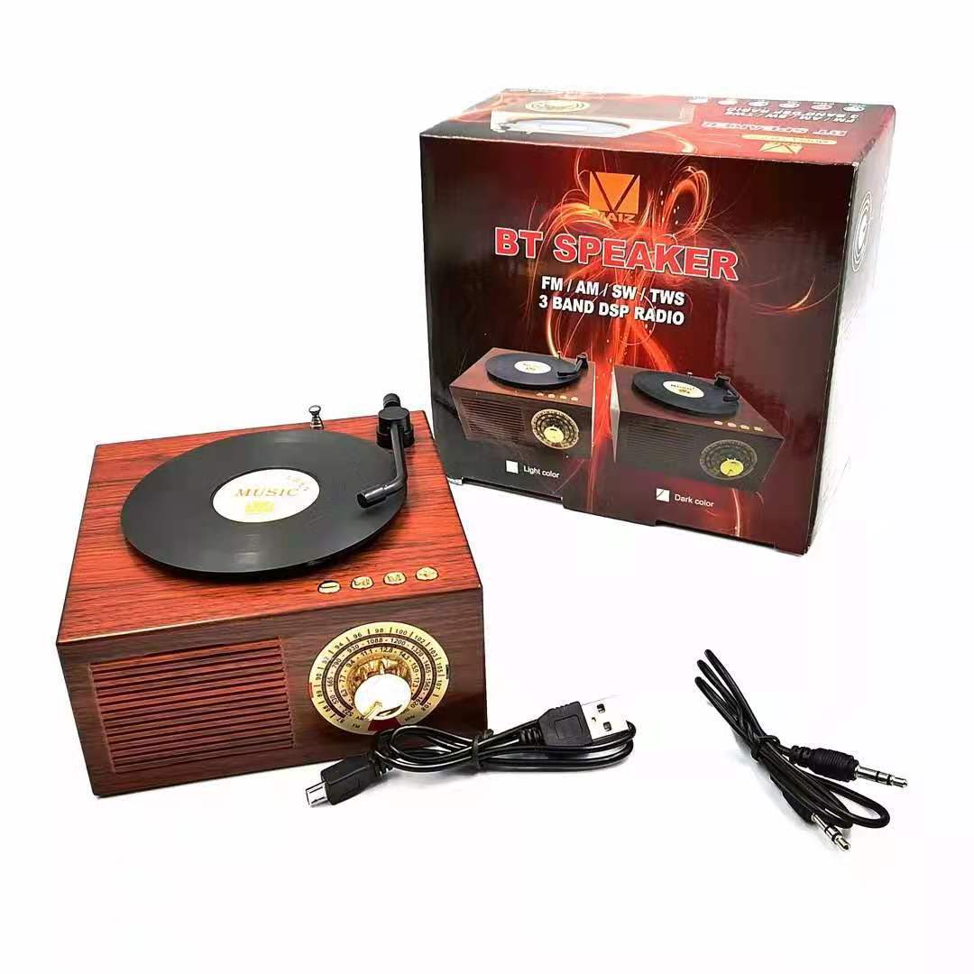 Classic Vinyl-Inspired Bluetooth Speaker With Radio