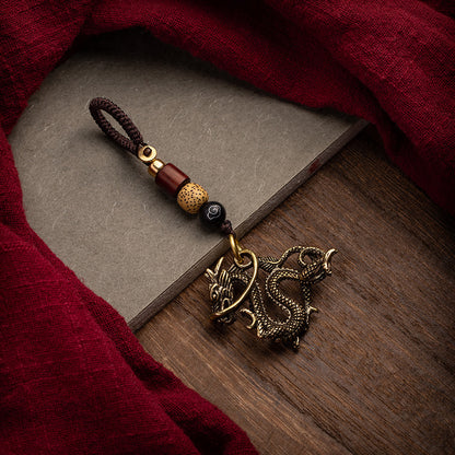Handmade Vintage Brass Dragon Keychain