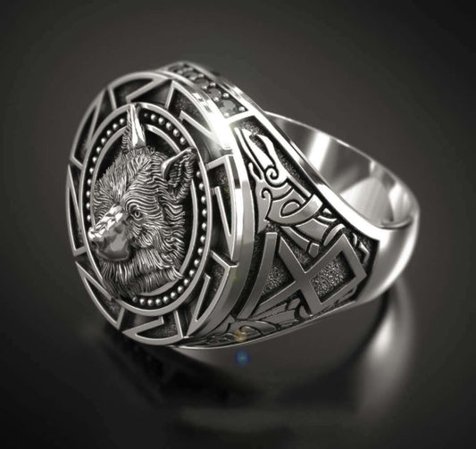 Wolf Emblem Alloy Ring