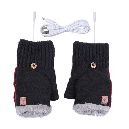 Rechargeable Heated Half Finger Flip Gloves