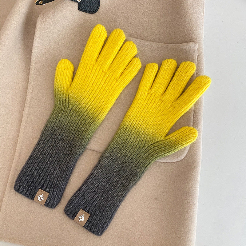 Winter Warm Gradient Color Gloves