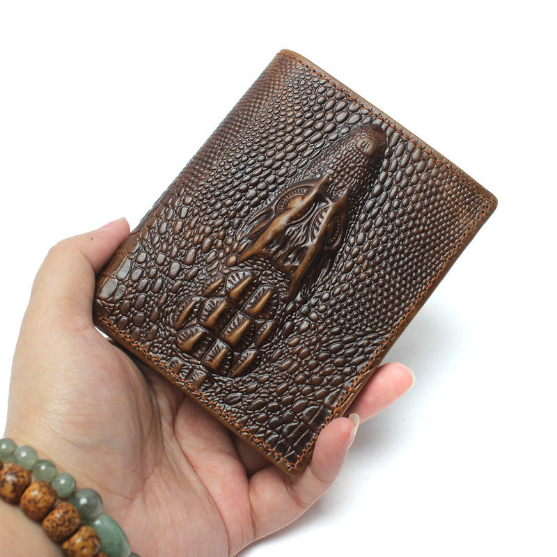 Oil Tan Leather Crocodile Wallet