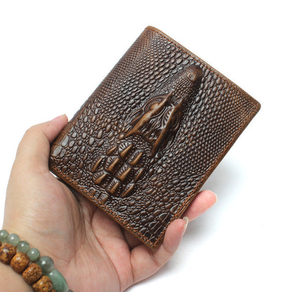 Oil Tan Leather Crocodile Wallet