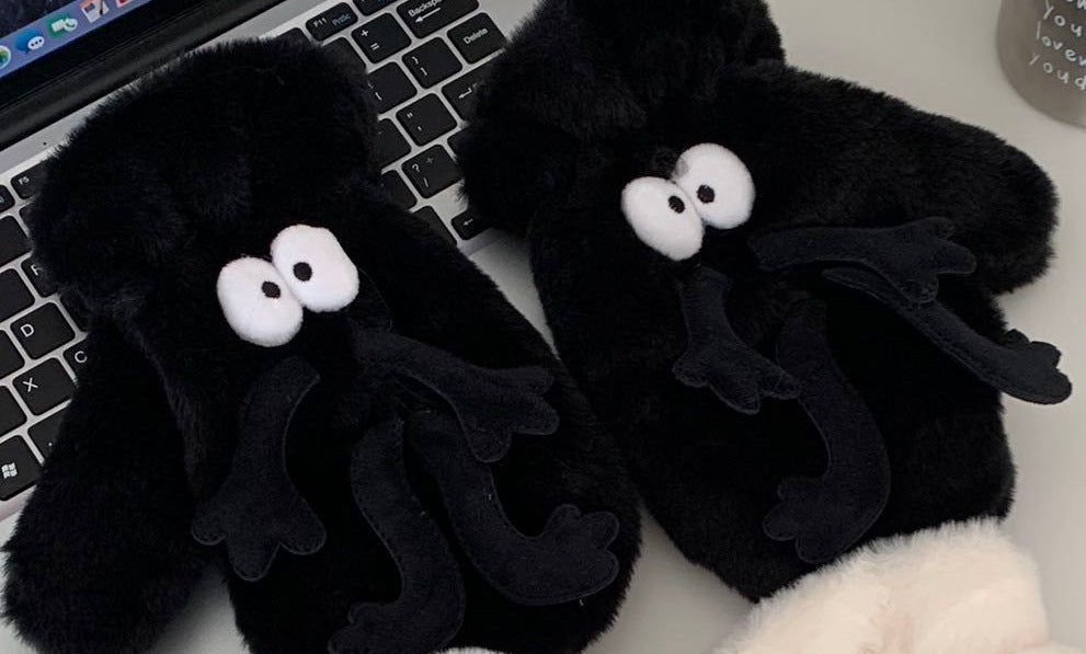 Briquette Plush Mittens