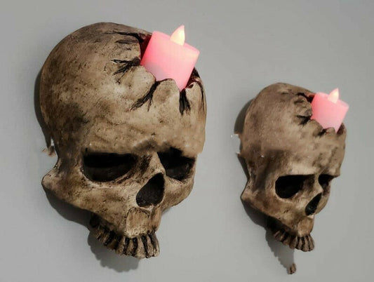 Cracked Skull Candle Wall Mount
