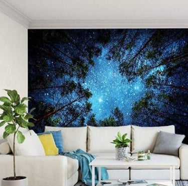 Night Sky Forest Polyester Tapestry