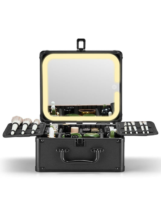 Hardcase Makeup Box with Detachable and Smart Light-up Mirror