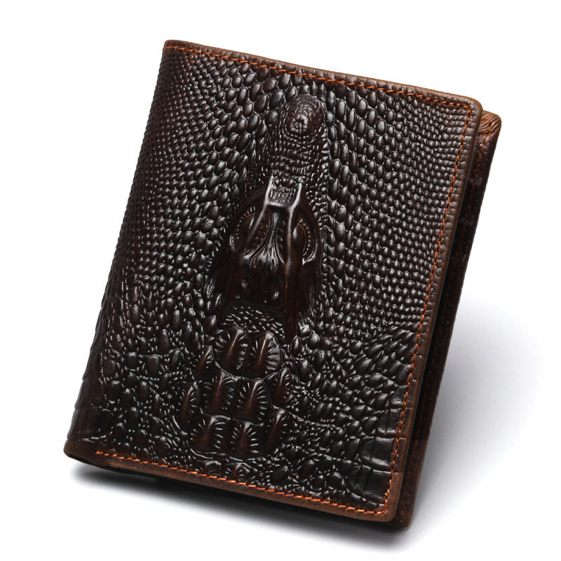 Oil Tan Leather Crocodile Wallet