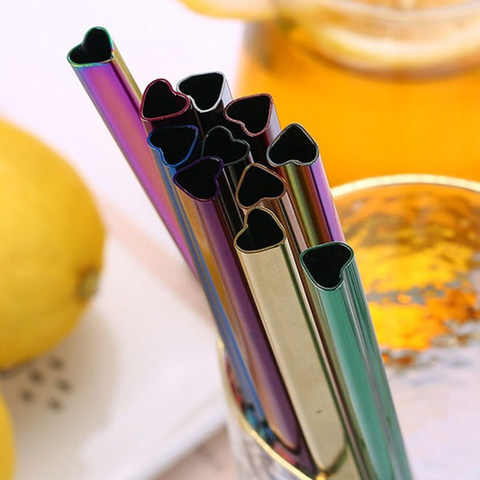Heart-Shaped Metal Straw Pack