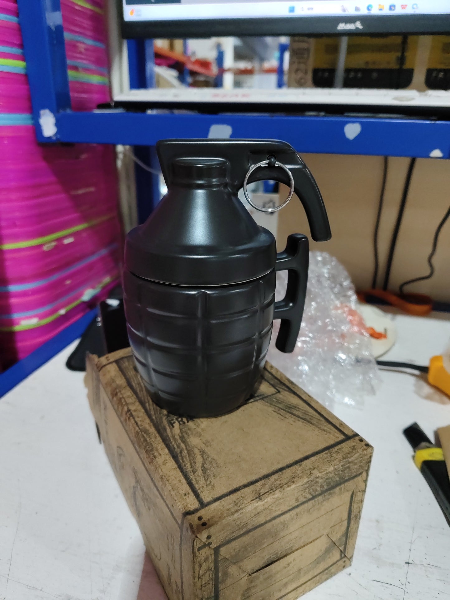 Grenade Ceramic Mug With Lid