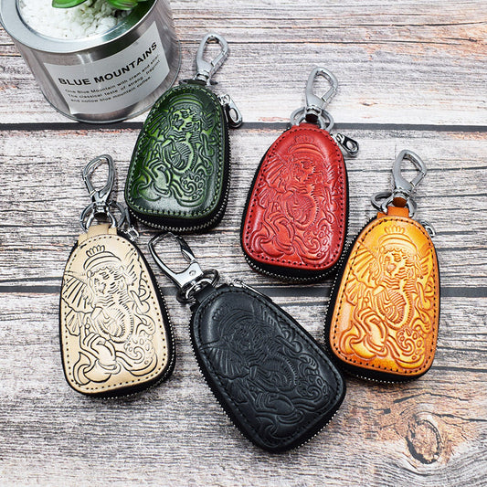 Leather Key Case – Ganesha Pouch Elephant-Inspired Design