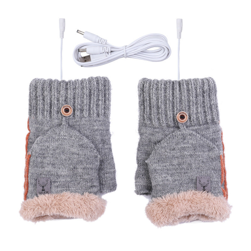 Rechargeable Heated Half Finger Flip Gloves