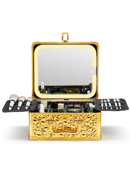 Hardcase Makeup Box with Detachable and Smart Light-up Mirror