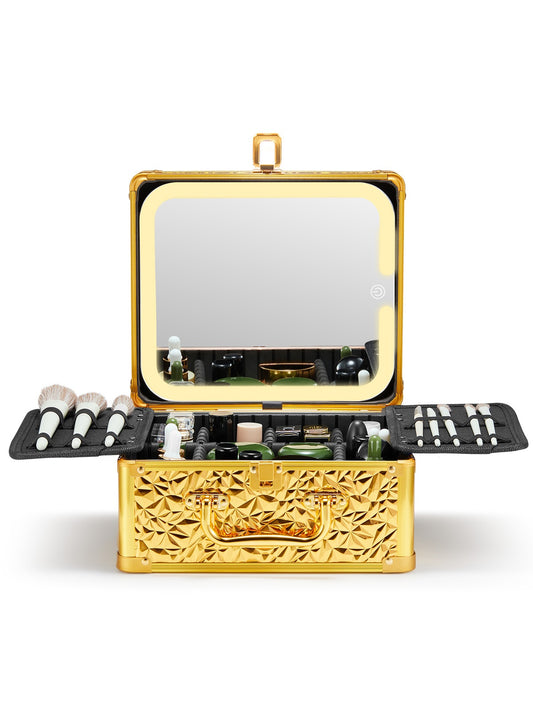 Hardcase Makeup Box with Detachable and Smart Light-up Mirror