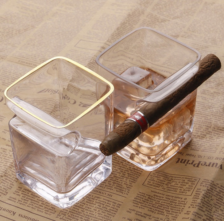 Cigar‑Slot Whisky Glass